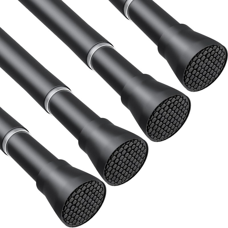 ZipGlo Tension Curtain Rod Black Tension Rod 28 To 48 Inch Spring Curtain Rod Non Slip Tension Rods 4Pcs For Windows No Drilling Adjustable Tension Rods of Curtain Window Closet Kitchen Wardrobe - Image 1